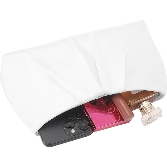 Women\'s Unique Style Detachable Chain Bride Evening Formal White Clutch Handbag